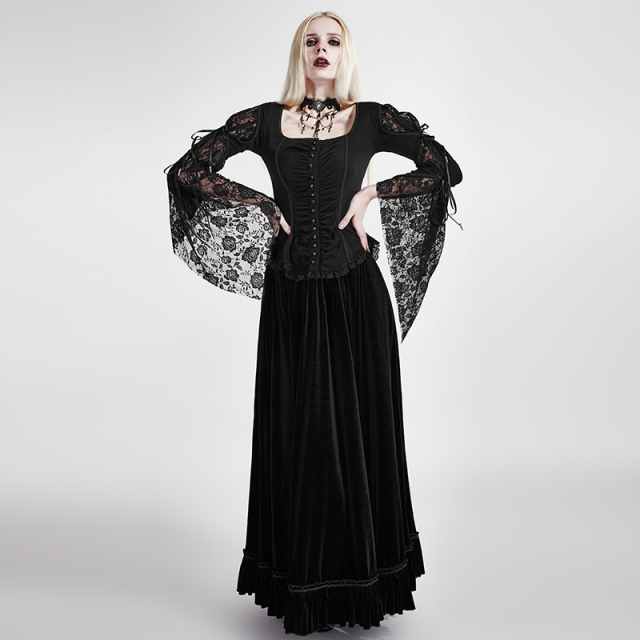 Victorian / Gothic Blouse Dark Amber with Lace