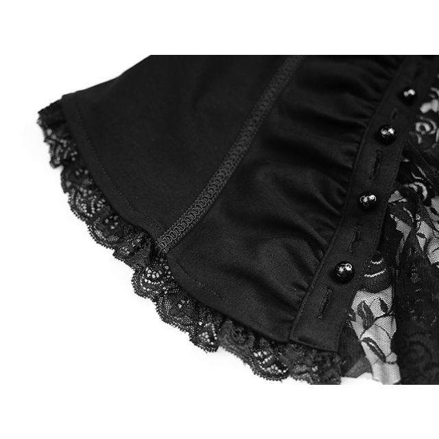 Viktorianische / Gothic-Bluse Dark Amber mit Spitze - Größe: L