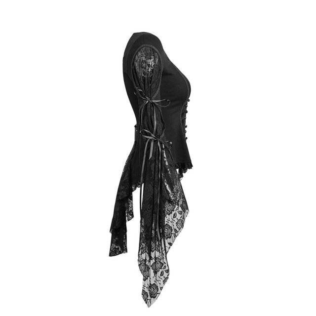 Victorian / Gothic Blouse Dark Amber with Lace - size: L