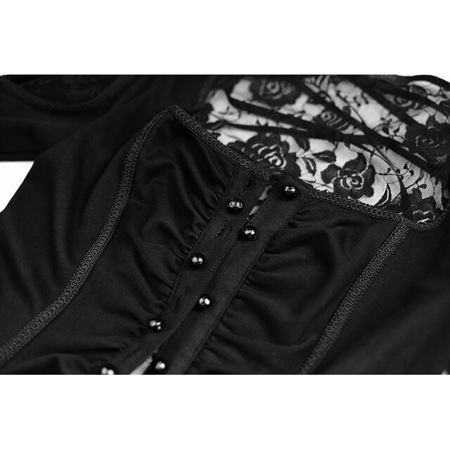 Victorian / Gothic Blouse Dark Amber with Lace - size: L