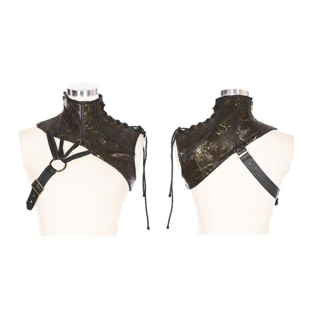 Gothic / LARP / Medieval collar Jeanne DArc in black or brown - size: XS-S - colour: brown