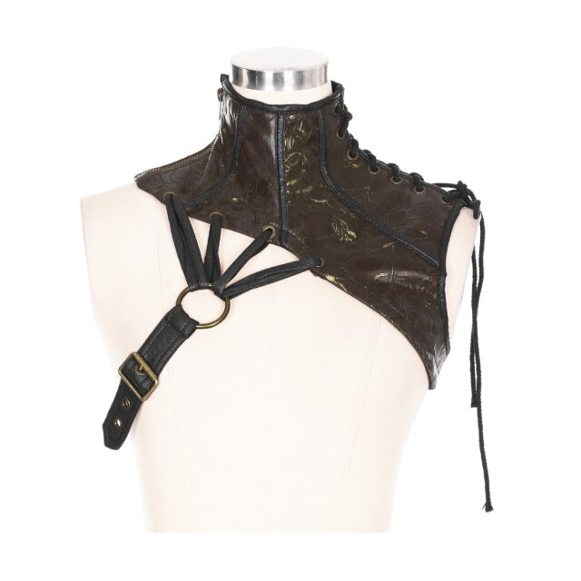 Gothic / LARP / Medieval collar Jeanne DArc in black or brown - size: XS-S - colour: brown