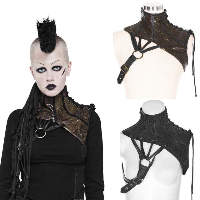 Gothic / LARP / Medieval collar Jeanne DArc in black or brown - size: M-L - colour: brown