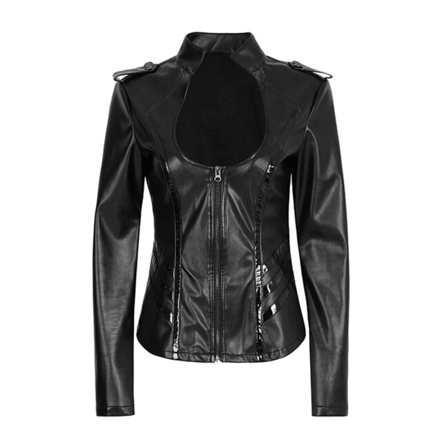 Veggie-Leder Biker- /Punk-Jacke Rocker Lady - Größe: M
