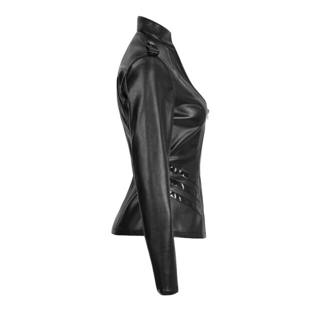 Veggie-Leder Biker- /Punk-Jacke Rocker Lady - Größe: M