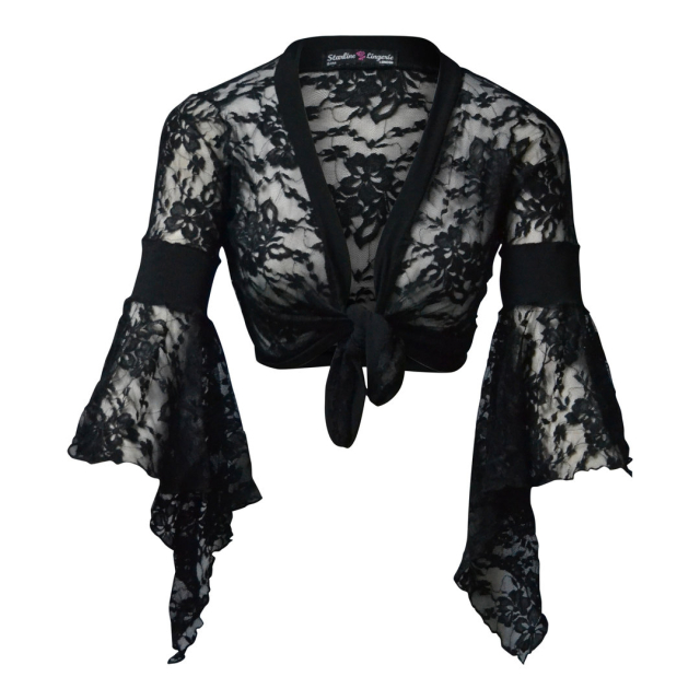 Burlesque lace bolero jacket-Evita-with trumpet sleeves - size: S/M (UK 6-10)