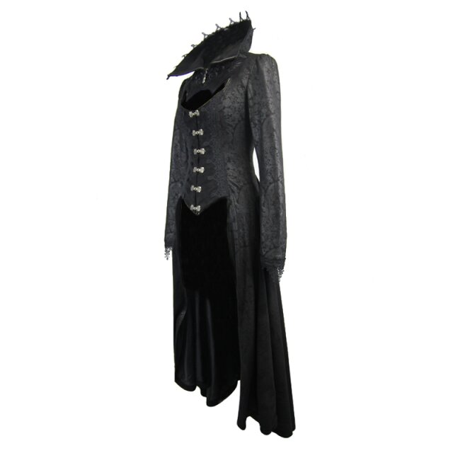 Langer Gothic-Mantel Medusa mit hohem Kragen und tiefem Dekolleté XL