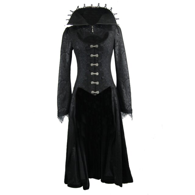 Langer Gothic-Mantel Medusa mit hohem Kragen und tiefem Dekolleté XL
