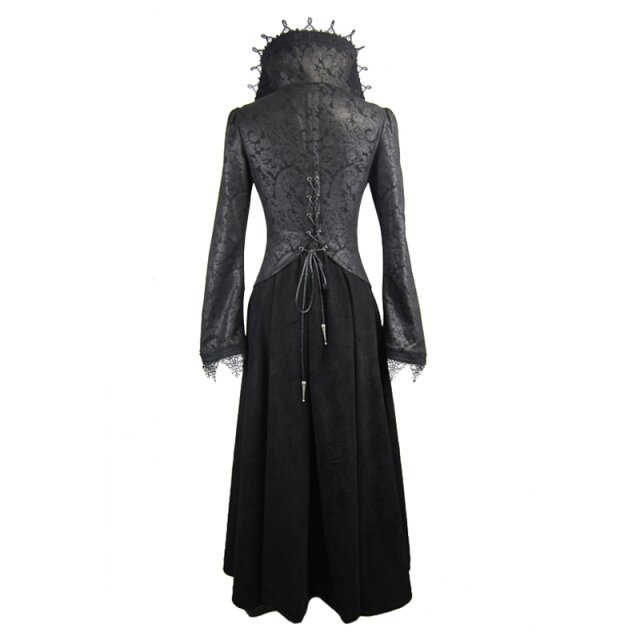 Langer Gothic-Mantel Medusa mit hohem Kragen und tiefem Dekolleté XL
