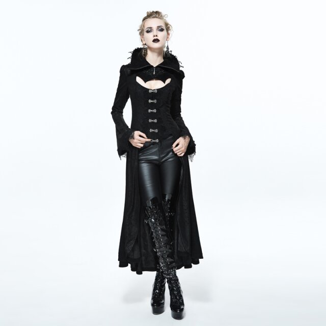 Langer Gothic-Mantel Medusa mit hohem Kragen und tiefem Dekolleté XL