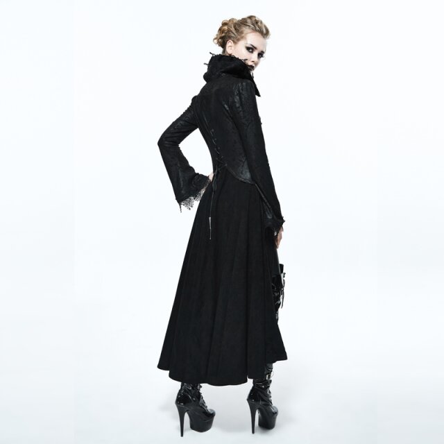 Langer Gothic-Mantel Medusa mit hohem Kragen und tiefem Dekolleté XL
