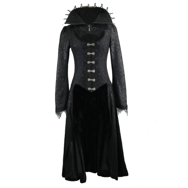 Long Gothic coat Medusa with high collar and deep cleavage - size: 3XL