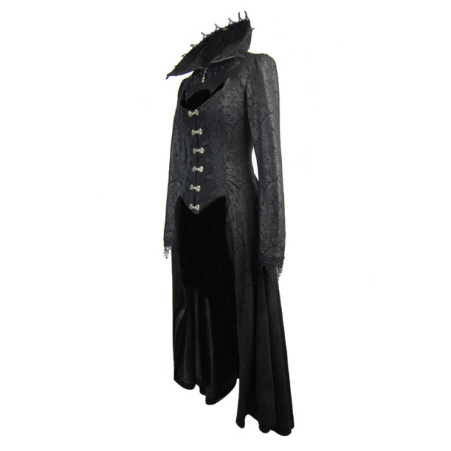 Long Gothic coat Medusa with high collar and deep cleavage - size: 3XL