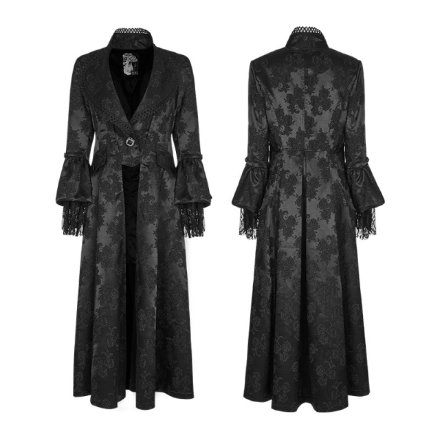 Victorian satin coat Wilhelmina with flower pattern