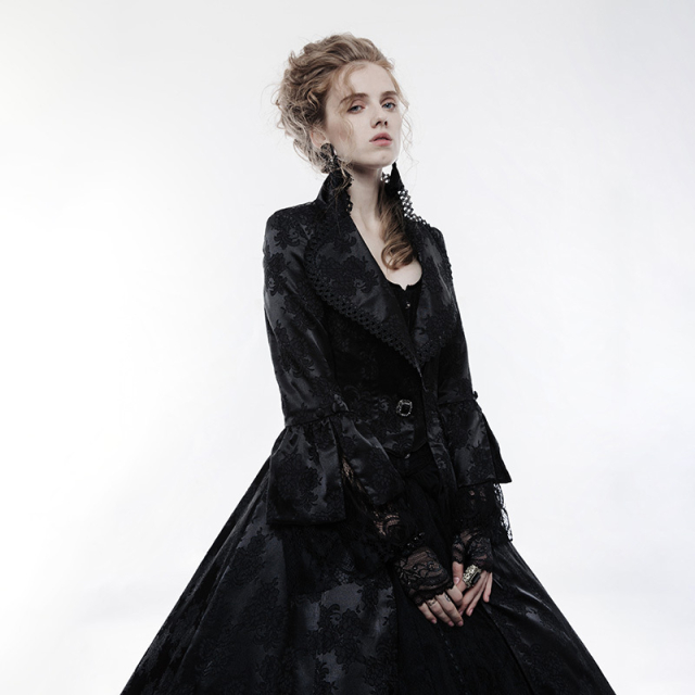 Victorian satin coat Wilhelmina with flower pattern