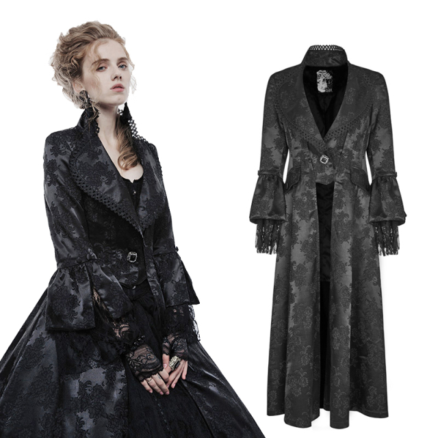 Victorian satin coat Wilhelmina with flower pattern -...