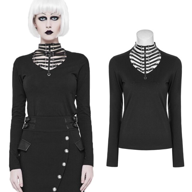 Gothic- / Uniform-Langarmshirt Caged - Größe:...