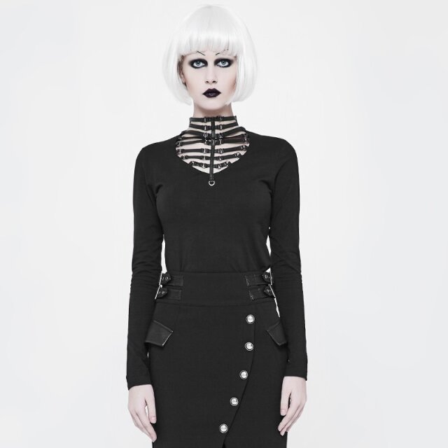 Gothic- / Uniform-Langarmshirt Caged - Größe: XS-S