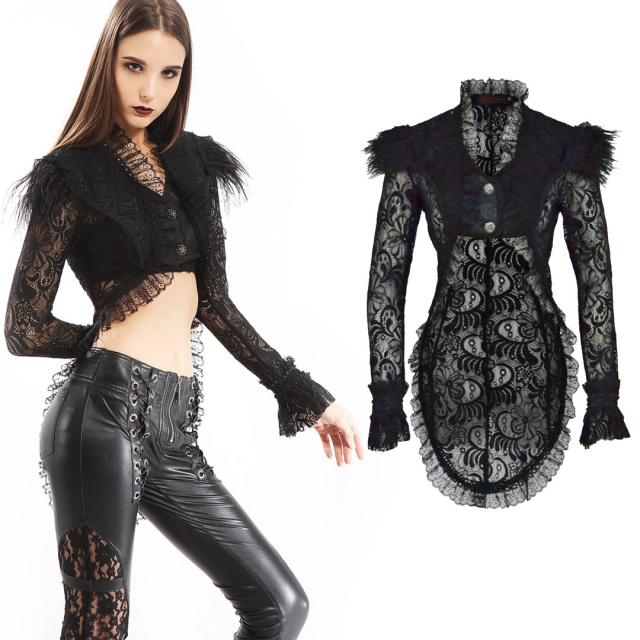 Stylish gothic long sleeve jacket made of delicate black...