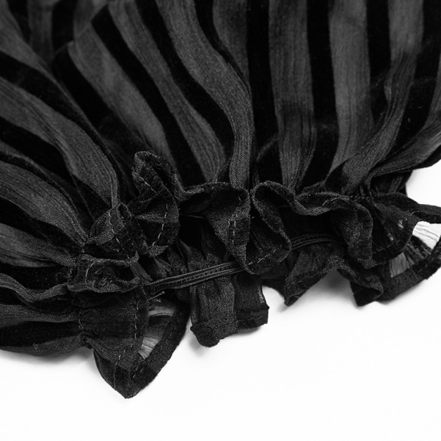 Gothic-Steampunk Kurzarm-Shirt/-Bluse Theresia mit Streifen und Kamée in schwarz oder braun