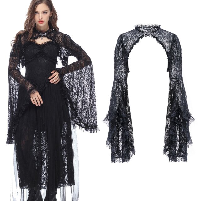 DARK IN LOVE BW040 black lace bolero. ladies gothic, steampunk, burlesque & medieval clothing