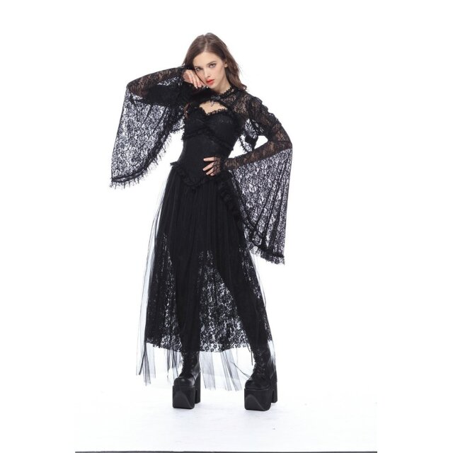 Delicate lace bolero Mavis with very wide flounce sleeves - size: M