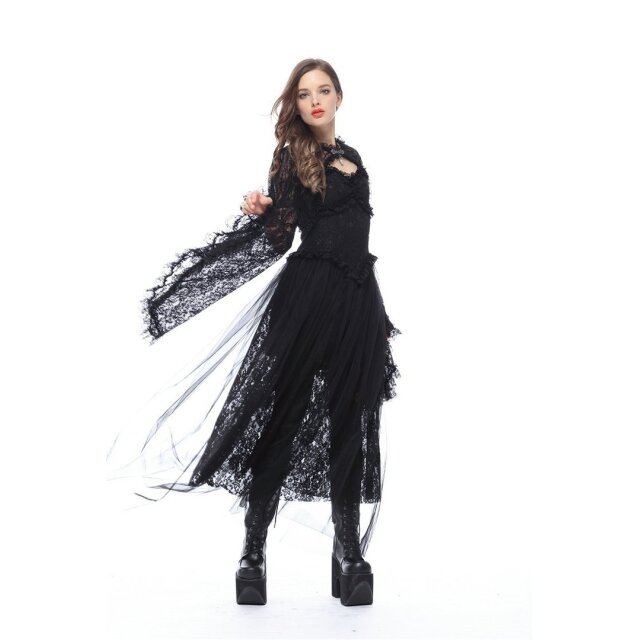 Delicate lace bolero Mavis with very wide flounce sleeves - size: M