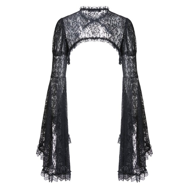 Delicate lace bolero Mavis with very wide flounce sleeves - size: M
