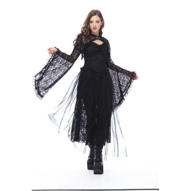 Delicate lace bolero Mavis with very wide flounce sleeves - size: M
