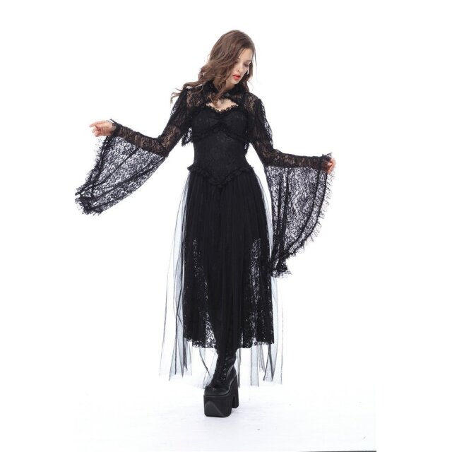 Delicate lace bolero Mavis with very wide flounce sleeves - size: M