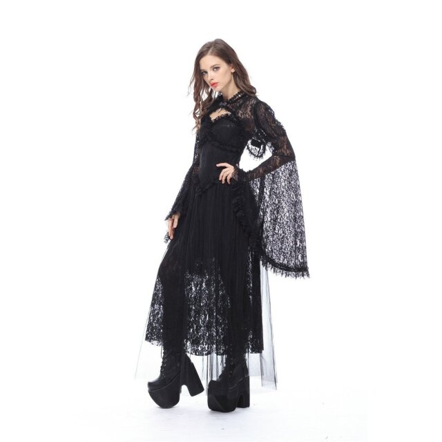 Delicate lace bolero Mavis with very wide flounce sleeves - size: M