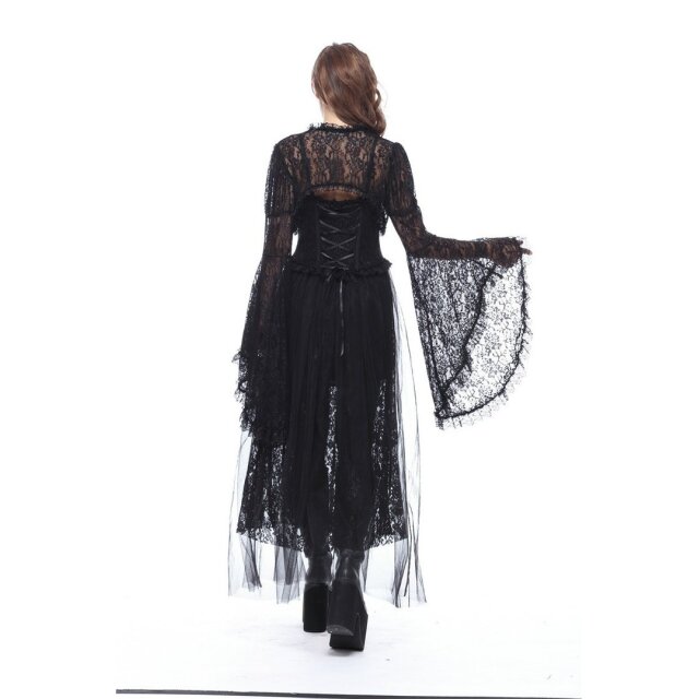 Delicate lace bolero Mavis with very wide flounce sleeves - size: M