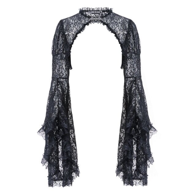 Delicate lace bolero Mavis with very wide flounce sleeves - size: M