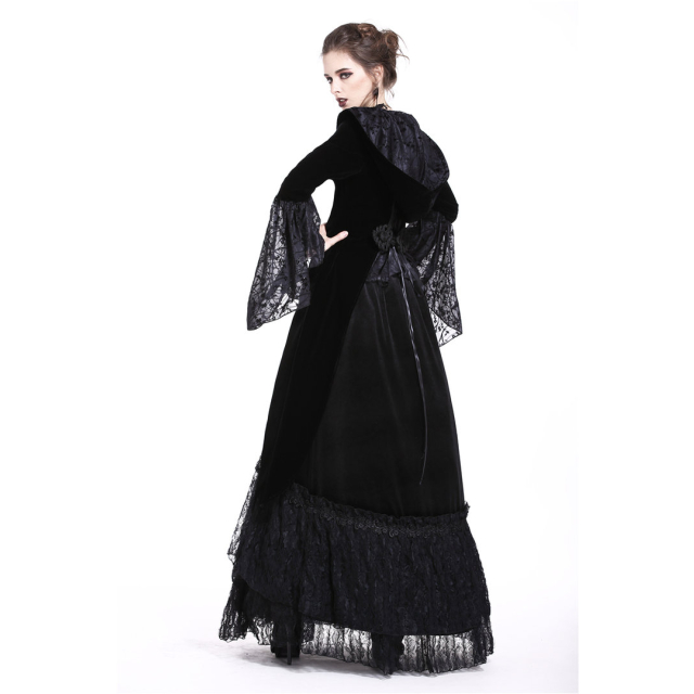 Victorian Gothic velvet Imperia jacket with hood and flounce sleeves