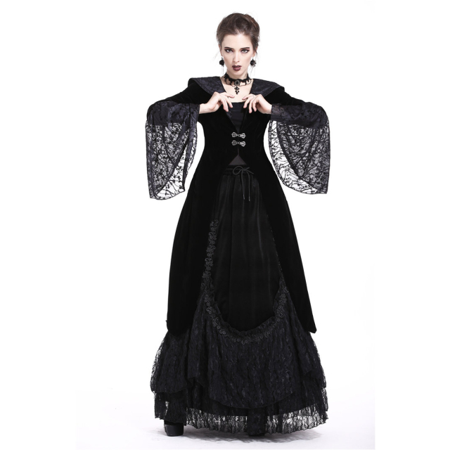 Victorian Gothic velvet Imperia jacket with hood and flounce sleeves
