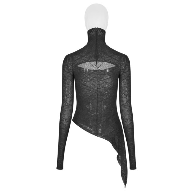 Asymmetric punk / cyber long sleeve shirt Sonic with turtleneck / mask - size: XS-S