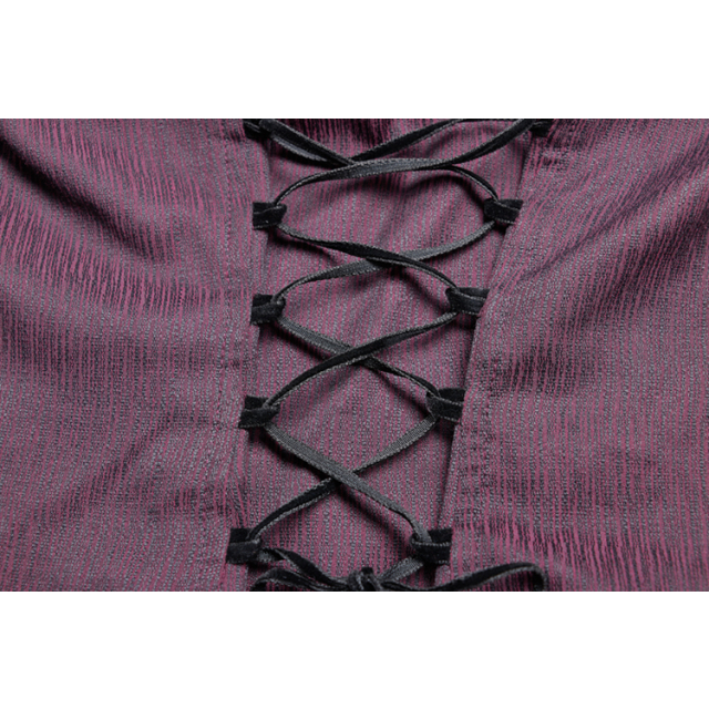 Lila-schwarze PUNK RAVE Steampunk-Bluse Jewel mit Spitzenärmeln