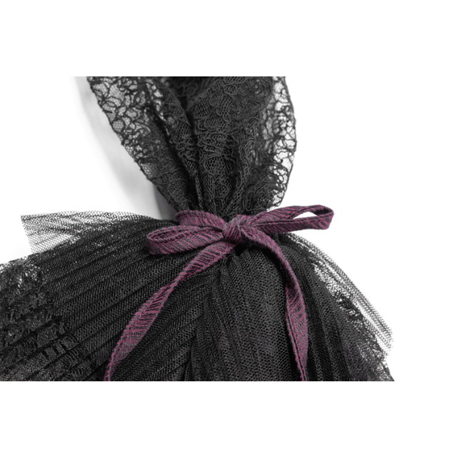 Lila-schwarze PUNK RAVE Steampunk-Bluse Jewel mit Spitzenärmeln