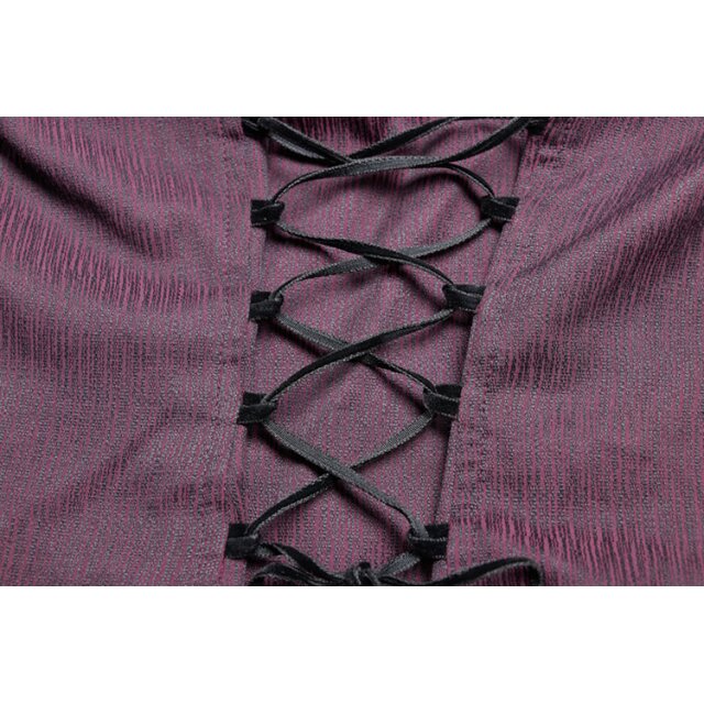 Purple-black PUNK RAVE steampunk blouse Jewel with lace sleeves - size: S