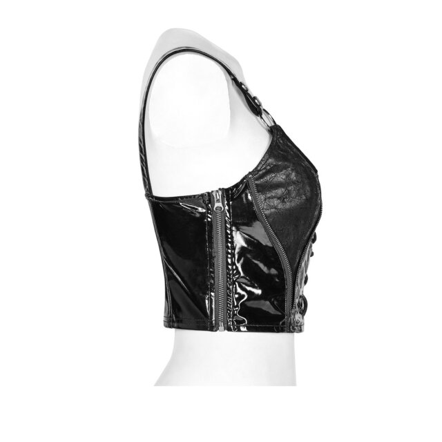 Bauchfreies Punk Rave Cyber-Lack-Trägertop Nebula - Größe: 4XL