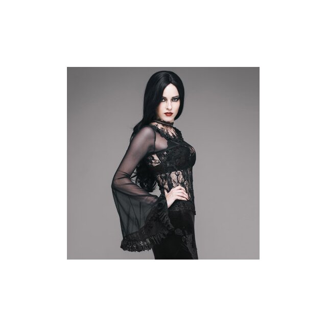 Long sleeve lace shirt Galatea with wide trumpet sleeves - size: S