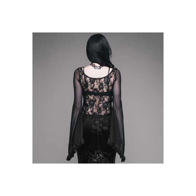 Long sleeve lace shirt Galatea with wide trumpet sleeves - size: XL