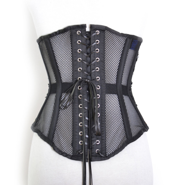 Mesh underbust corset Fleurelle with 3D flowers - size: M (26")