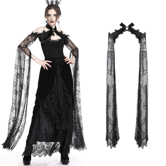 DARK IN LOVE BW054 off-the-shoulder black lace victorian bolero. ladies gothic, burlesque & steampunk clothing