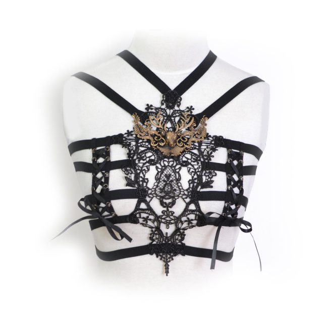 Noble breast harness Keryna with eye-catching golden baroque ornament