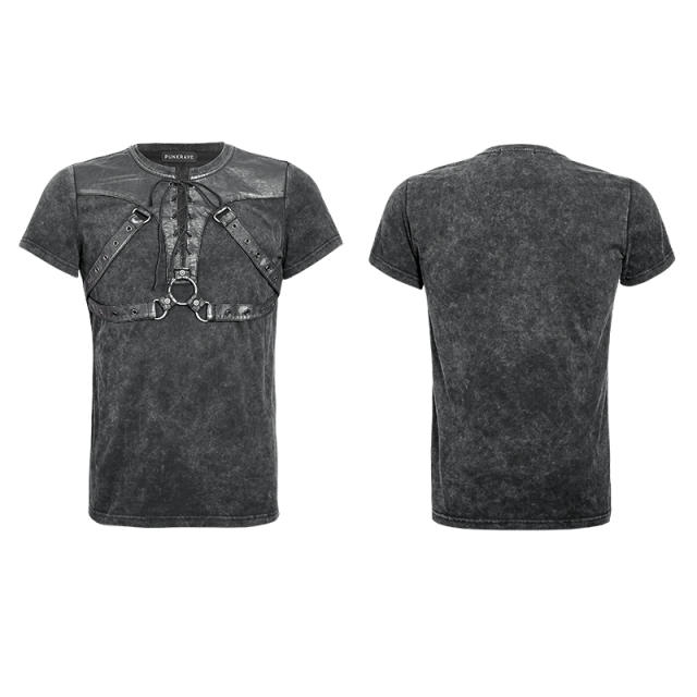 Gothic- / Larp-Kurzarm-Shirt Damian - Größe: L