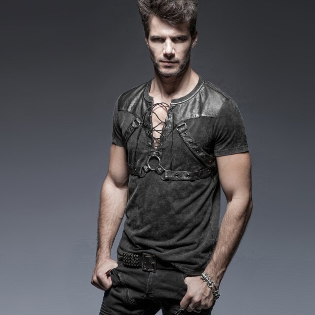 Gothic- / Larp-Kurzarm-Shirt Damian - Größe: XXL