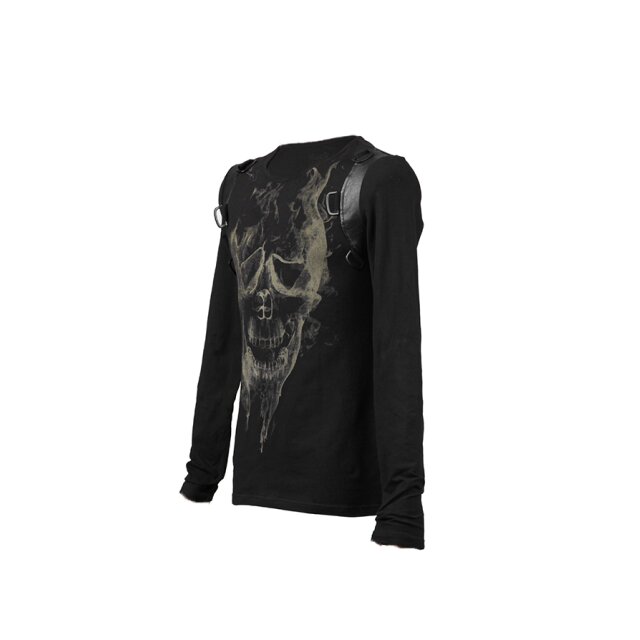 Herren-Langarm-Shirt Burning Skull - Größe: M
