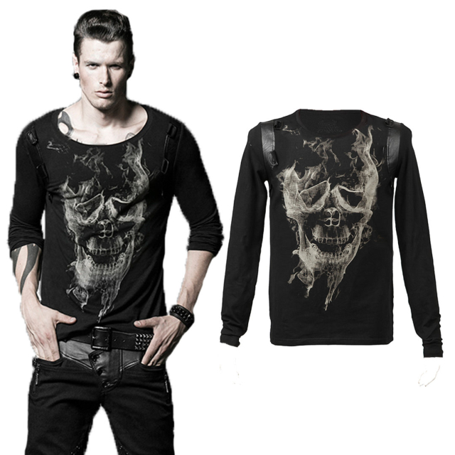 Herren-Langarm-Shirt Burning Skull - Größe: M