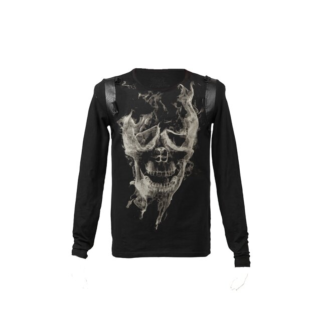 Herren-Langarm-Shirt Burning Skull - Größe: M
